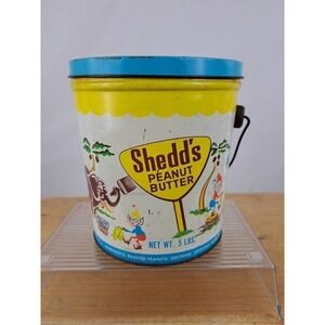 Vintage 50s Shedd's Peanut Butter tin bucket Detroit MI 5lb 6.25 / 6 in